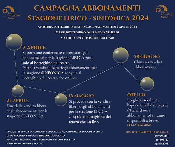 Prosegue la Campagna abbonamenti della stagione lirico sinfonica 2024 del de Carolis