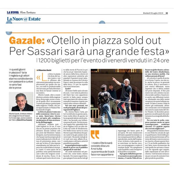La rassegna stampa anticipa la lirica in piazza con Otello