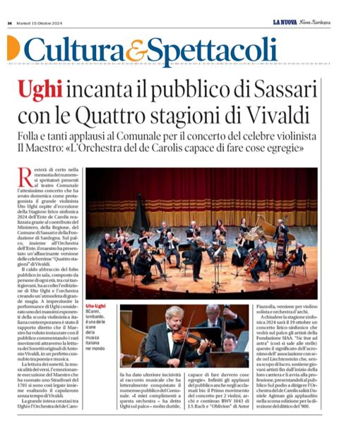 La rassegna stampa del concerto del Maestro Uto Ughi